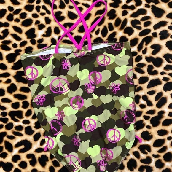 •OP• camo hearts little girls bathing suit size 10/12 - Picture 5 of 5